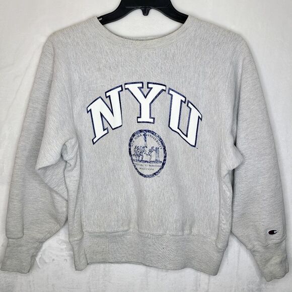 Vintage 90s NYU Champion Reverse Weave Sweatshirt Size Medium - Picture 1 of 10